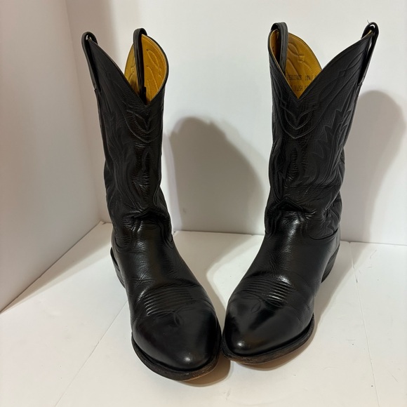 Nocona Classic Black Deertan Leather Cowboy Boots - Picture 3 of 9